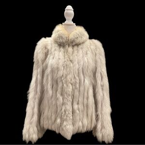 Saga Fox Fur Jacket – S/M – Ivory – Finnish Fox – Vintage Luxury
